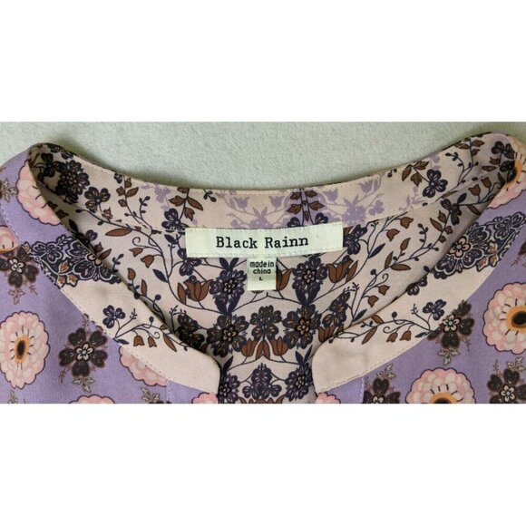 BLACK RAINN - WOMEN'S PINK FLORAL PRINT TUNIC TOP - SIZE L - Picture 5 of 7